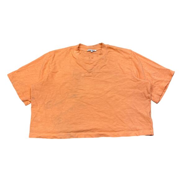 Cotton Citizen Slub Cotton Orange Crop Tee Shirt Women's Large - Picture 1 of 11